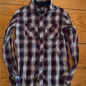 Kuhl Men's Plaid Shirt - Maroon and White
